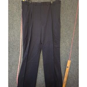 Lands' End Dress Pants Mens 44x36 Blue Wool Classic Fit Pleated Cuffed Big Tall